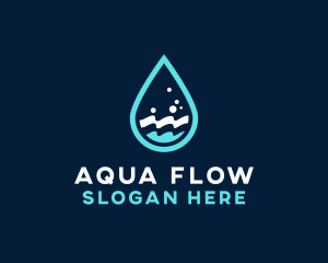 Aqua Wave Droplet logo design