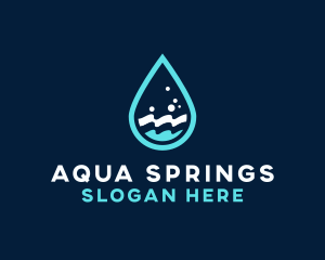 Aqua Wave Droplet logo design