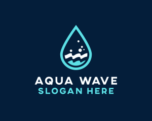 Aqua Wave Droplet logo design