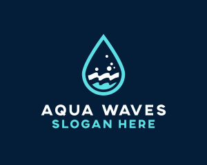 Aqua Wave Droplet logo design