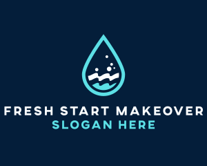 Aqua Wave Droplet logo design