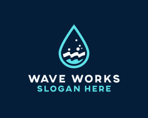 Aqua Wave Droplet logo design