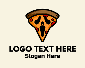 Pizza - Spooky Pizza Ghost logo design