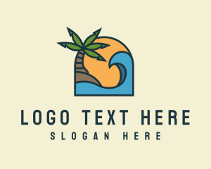 Island - Tropical Beach Island logo design