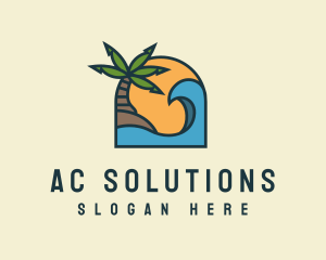 Tropical Beach Island logo design