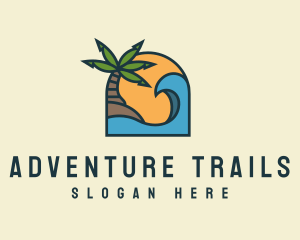 Tropical Beach Island logo design