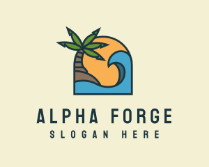 Tropical Beach Island logo design