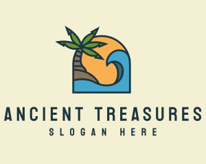 Tropical Beach Island logo design