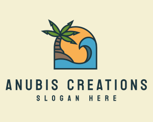 Tropical Beach Island logo design