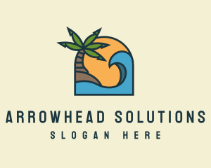 Tropical Beach Island logo design