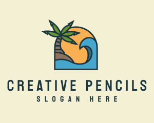 Tropical Beach Island logo design