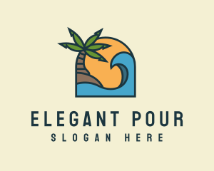 Tropical Beach Island logo design