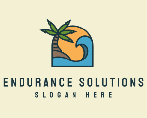 Tropical Beach Island logo design