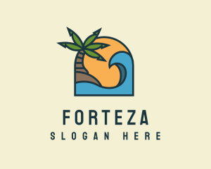 Tropical Beach Island logo design