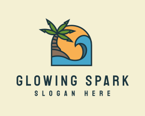 Tropical Beach Island logo design