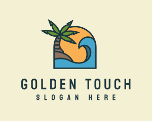 Tropical Beach Island logo design