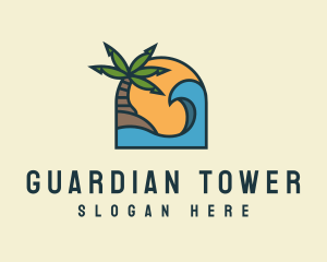 Tropical Beach Island logo design