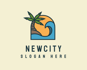 Tropical Beach Island logo design