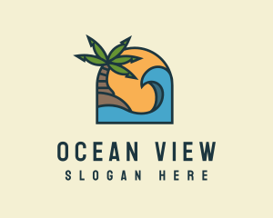 Tropical Beach Island logo design