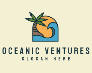 Tropical Beach Island logo design