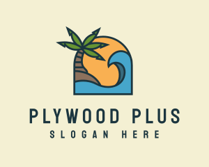 Tropical Beach Island logo design