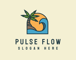 Tropical Beach Island logo design