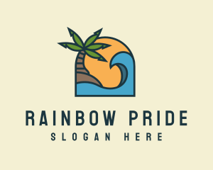 Tropical Beach Island logo design