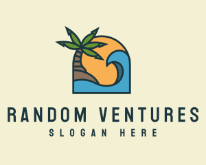 Tropical Beach Island logo design