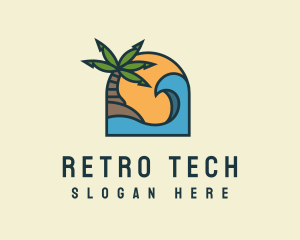 Tropical Beach Island logo design