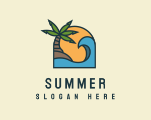 Tropical Beach Island logo design