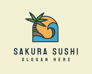 Tropical Beach Island logo design