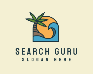 Tropical Beach Island logo design