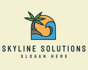 Tropical Beach Island logo design