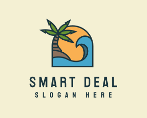 Tropical Beach Island logo design