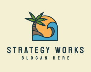 Tropical Beach Island logo design