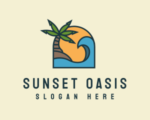 Tropical Beach Island logo design