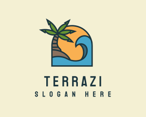 Tropical Beach Island logo design