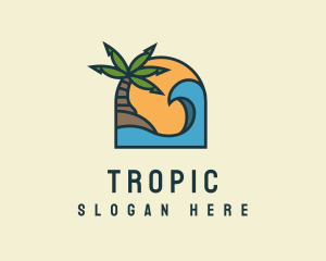 Tropical Beach Island logo design