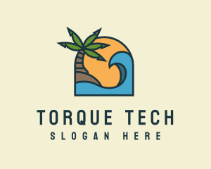 Tropical Beach Island logo design