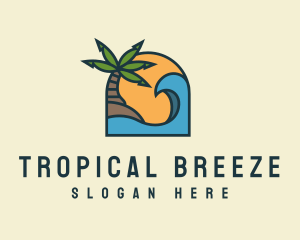 Tropical Beach Island logo design