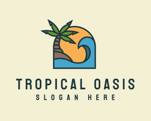 Island - Tropical Beach Island logo design