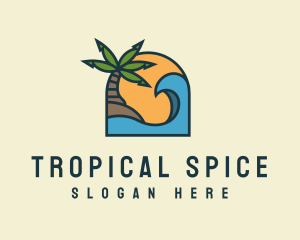 Tropical Beach Island logo design