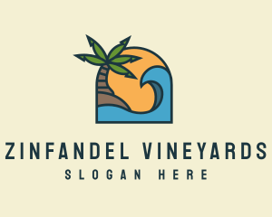 Tropical Beach Island logo design