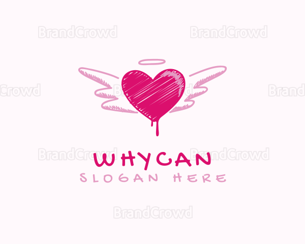 Scribble Heart Wings Logo