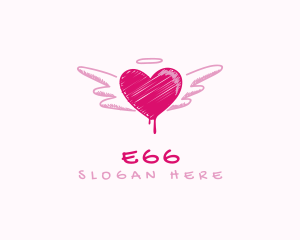 Scribble Heart Wings Logo
