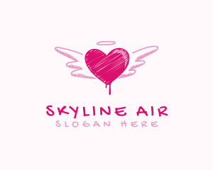 Scribble Heart Wings Logo