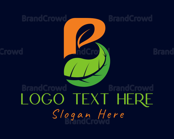 Leaf Silhouette Letter B Logo