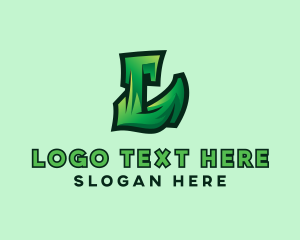 Skateboarding - Green Urban Letter L logo design