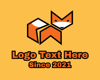 Orange Geometric Fox  Logo