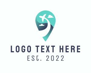 Map - Location Pin Plane Travel logo design